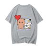 Kawaii Bear Panda Bubu And Dudu T Shirts Holding Hands With Love Balloon Print Tee-shirt 100% Cotton Tshirt Oversize Boys/Girls O-Neck  Tees Fashion