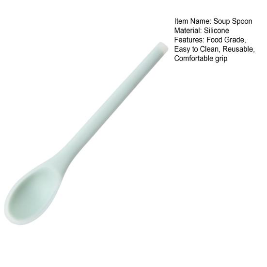 Soup Spoon Bent Head Long Handle Silicone Multi-purpose Portable Dessert Ice Cream Scoop
