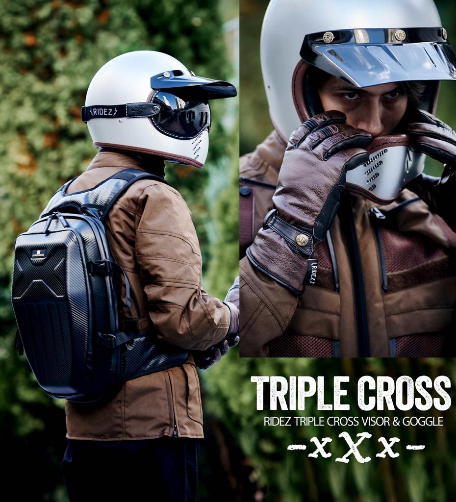 Полнолицевой шлем мотоциклетный винтажный мотокроссовый VMX PSC SG винтажный ретро черный TRIPLE CROSS [RIDEZ] внедорожный BK-L