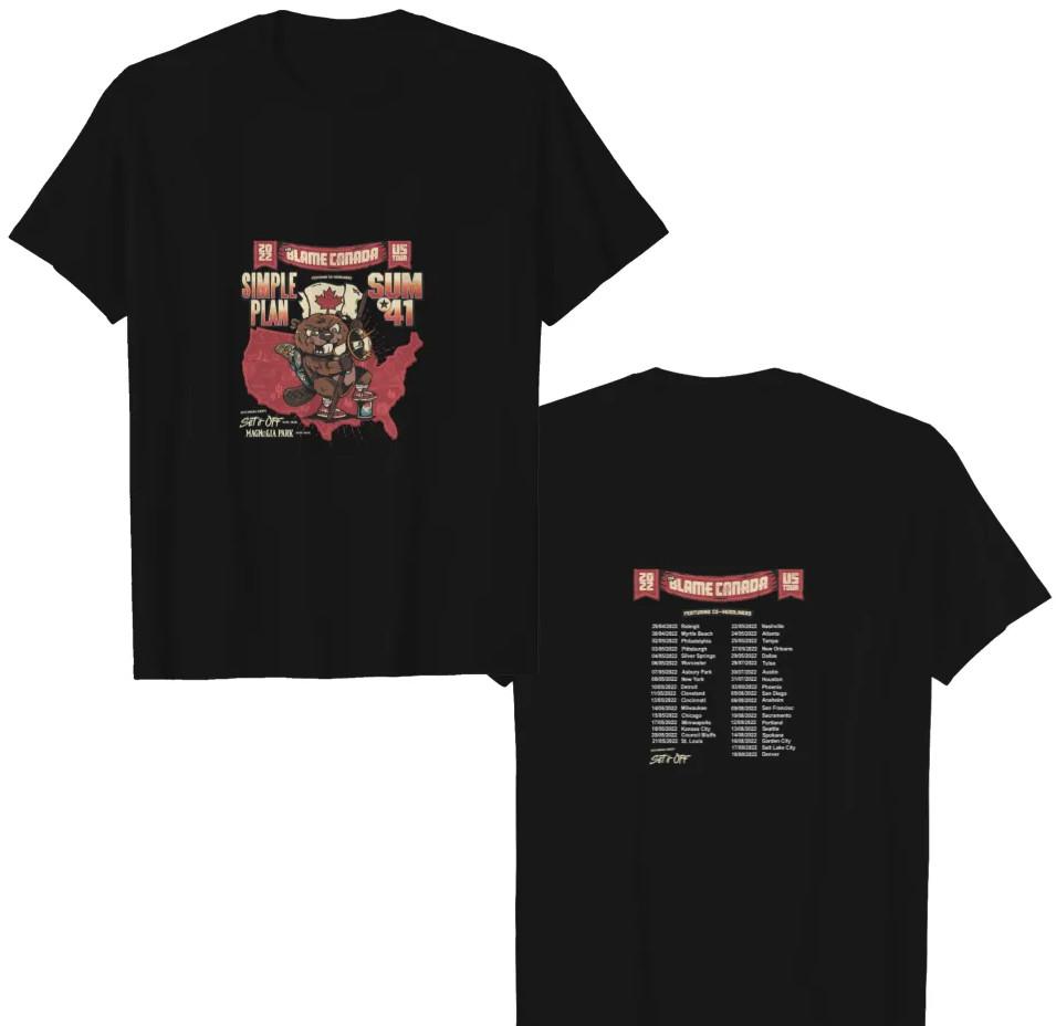 Sum 41 amp Simple Plan The Blame Canada Tour 2022 Shirt Heavyweight T-shirt Men039s Unisex T-Shirt