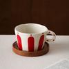 Ретро керамическая кружка с ручной росписью в полоску, чашка для завтрака, молока, овсянки, латте, кофе