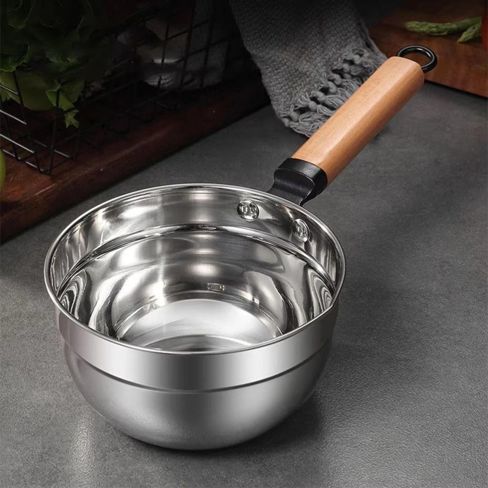 Multipurpose Soup Ladle Wooden Handle Water Spoon Small Saucepan Water Scoops for Flower Watering