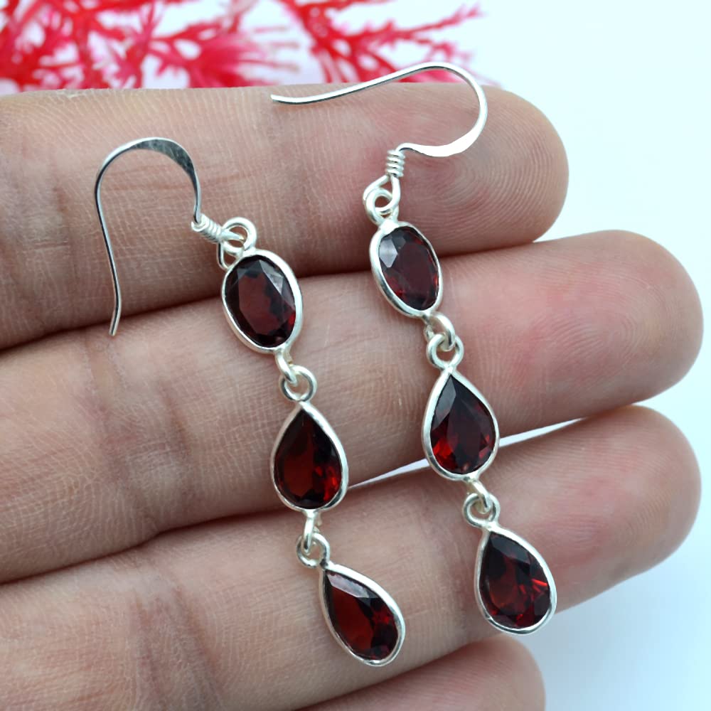 Серьги из натурального красного граната овальной огранки, стерлинговое серебро 925 пробы, серебряные серьги ручной работы с каплями и болтами, серебряные дизайнерские серьги для женщин, свадьбы