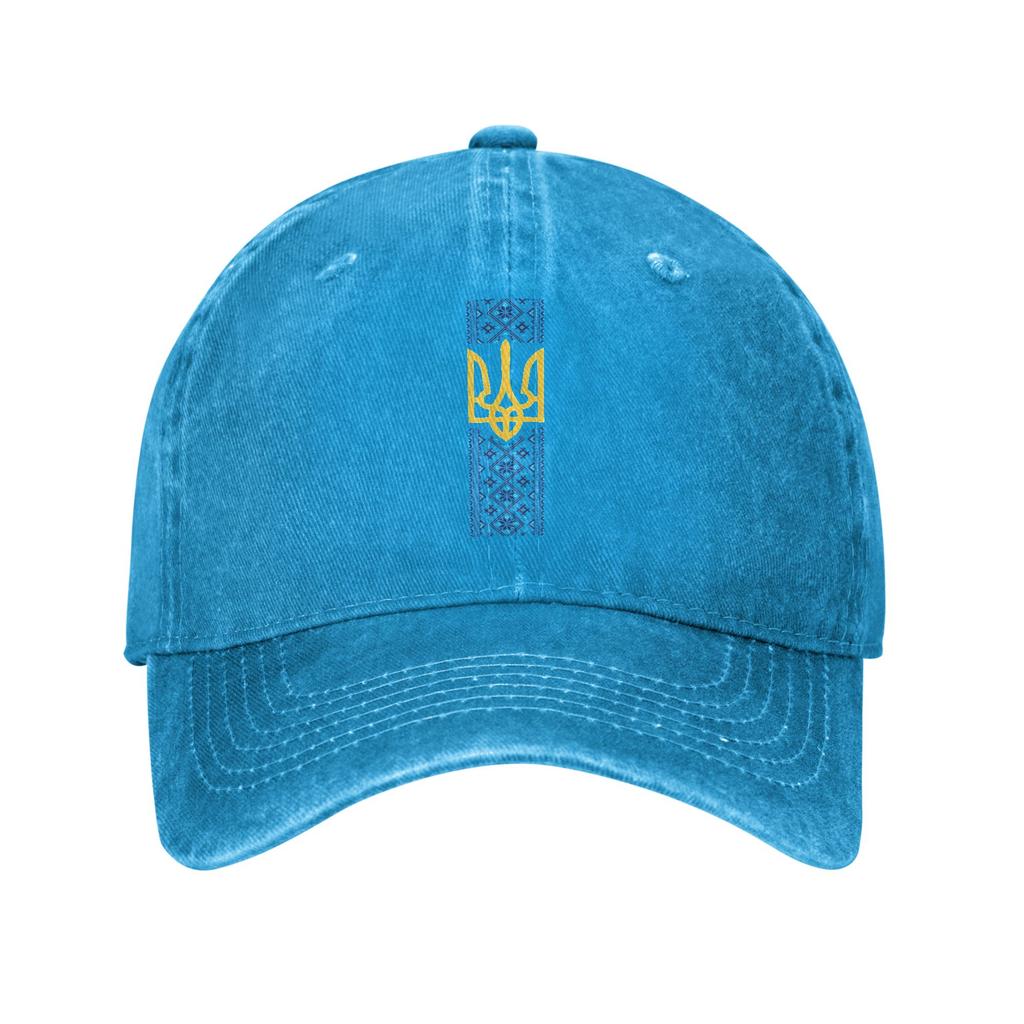 Классический герб Украины Украинский флаг Национальный вязаный узор Бейсболки Унисекс Потертый деним Кепка-snapback Кепки Кепка