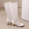 Q/Women's High-heeled Boots, Sexy European and American Style, Thick Heels, Lace Patchwork, Oversized Hollow Out Cool Boots