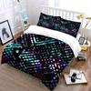 3Pcs Cyberpunk Neon Pattern Bedding Set, Pink and Blue Crosses Print Duvet Cover + 2 Pillowcases, home decor
