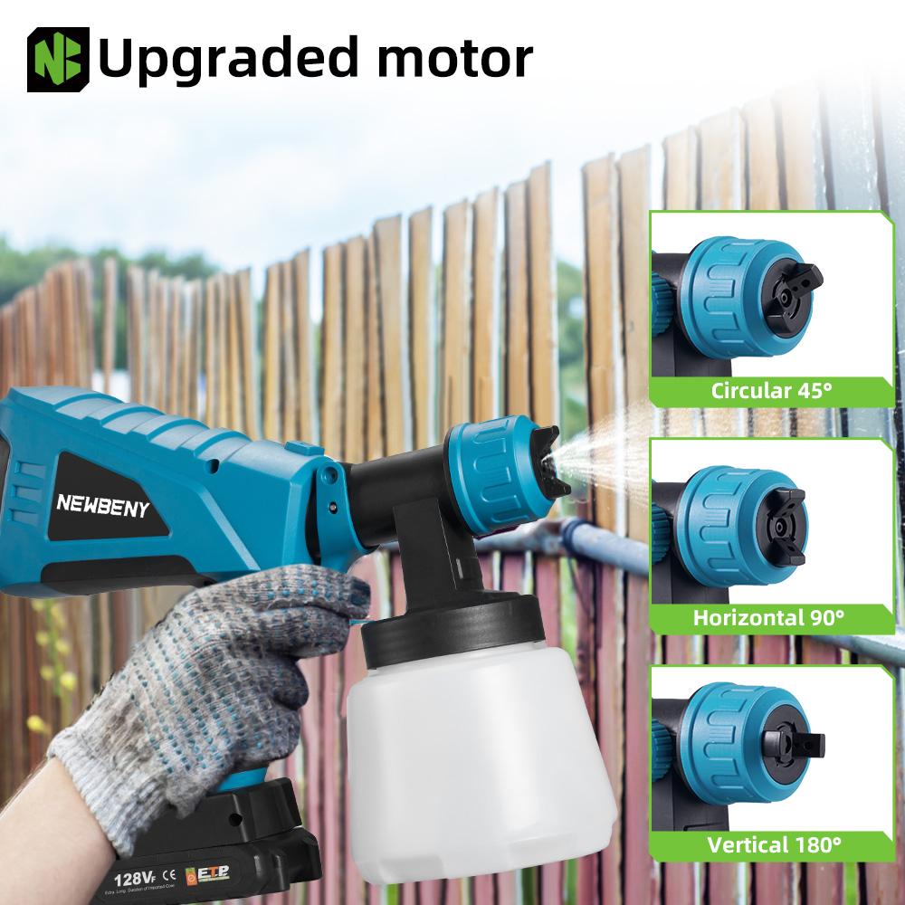 1000 мл беспроводной электрический пистолет-распылитель ручной высокоэффективный портативный бытовой стальной краскопульт для аккумулятора 18 В