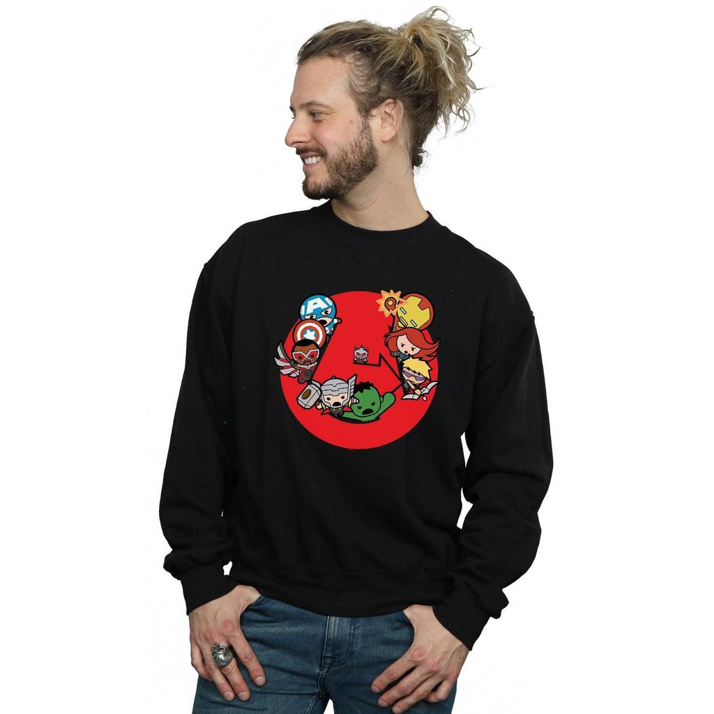 Marvel Mens Kawaii Avengers Ready Steady War Sweatshirt