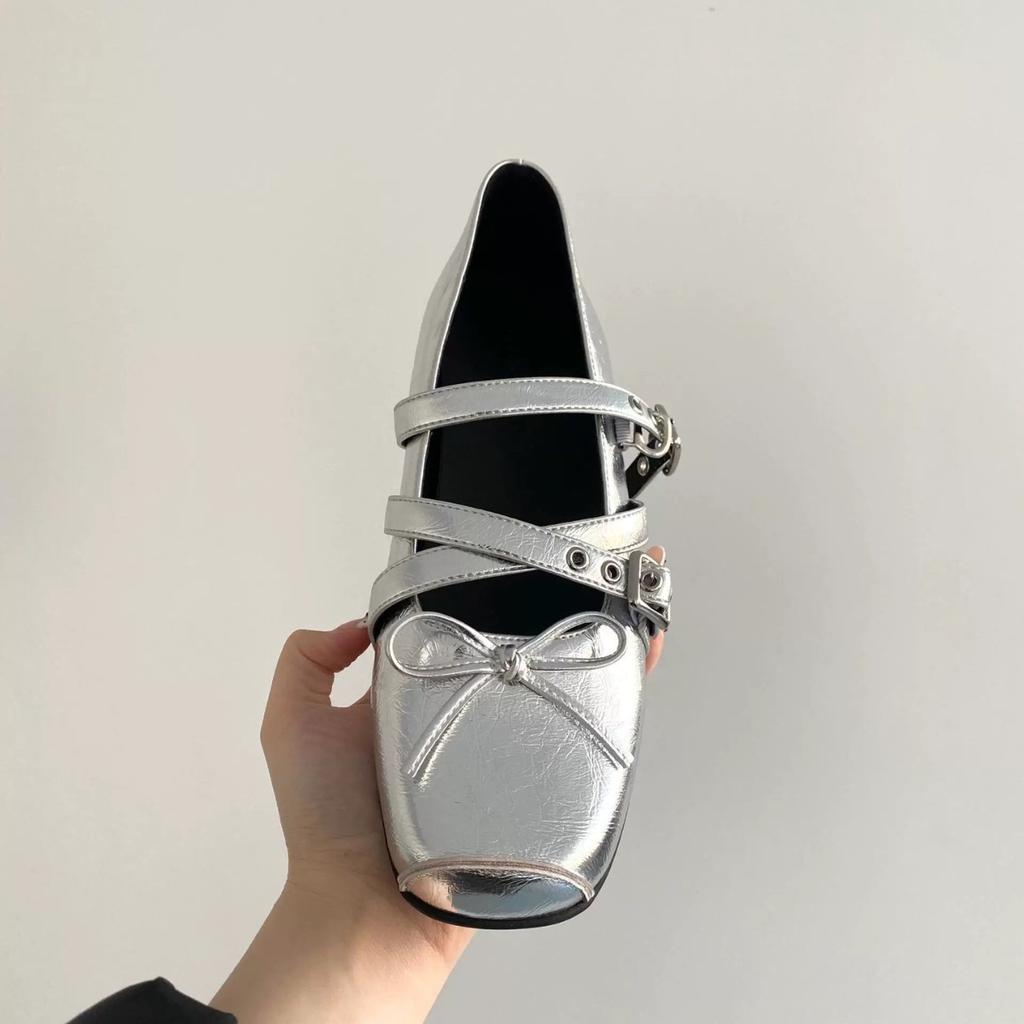 Летние новые туфли-лодочки на плоской подошве с бантом и светлым вырезом, женские, ретро, Мэри Джейн, женские