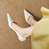 New Comfortable Middle Heel Fashion Single Shoes Solid Color Leather Shoes Non-slip Beef Tendon Soft Sole Large Size Fine Heel Pointed Shoes