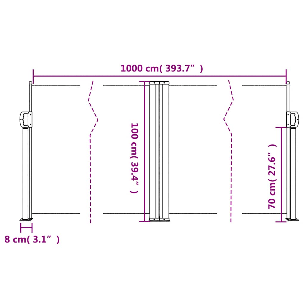 Retractable Side Awning Blue 100 x 1000 cm