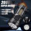 2000LM Mini 9LED Flashlight Multifunctional Magnetic Strong Light Work Torch Cob Side Light Outdoor Waterproof Camping Lantern