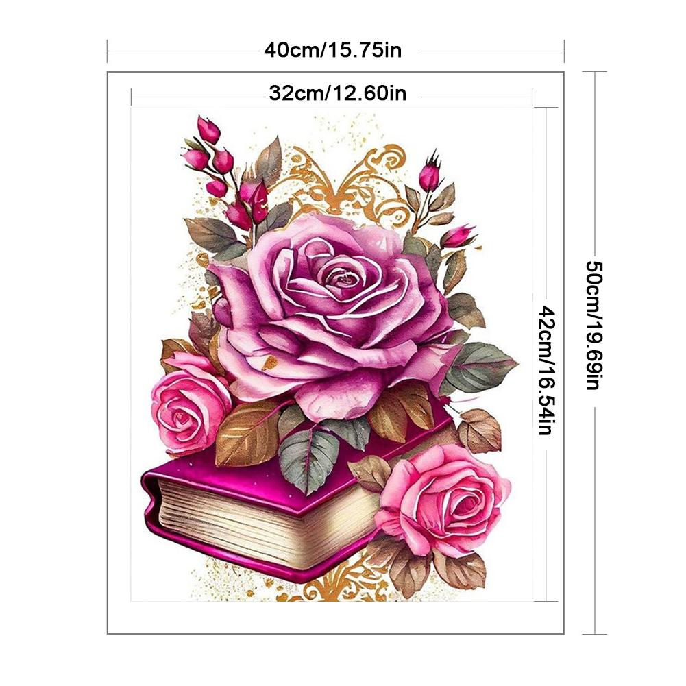 Полная вышивка Эко-хлопковая нить 11CT Печатная цветочная книга Вышивка крестом 40x50см