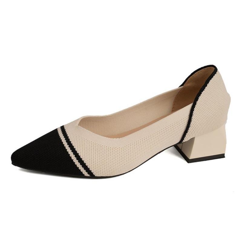 Women Shoes Fashion Multi-color Pointed High Heels Soft Knit Breathable Latex Sweat Absorbing Insole Non Slip Rubber Sole New 23