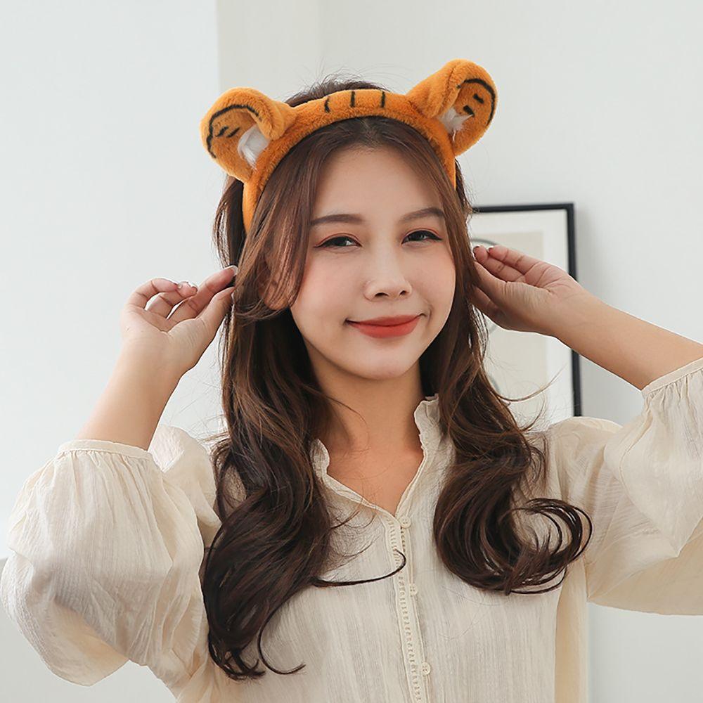 Plush Wash Face Female Hair Accessories Tiger Ear Headband Women Hair Band Korean Style Head Hoop