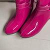 Women's flat-bottomed boots autumn and winter new large-size medium boots solid color versatile casual inner heel boots