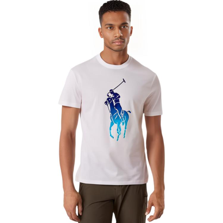 Polo Ralph Lauren SS23 Логотип Принт Повседневная Круглый вырез Короткий рукав Футболка Мужские Топы Белый 710890946-002