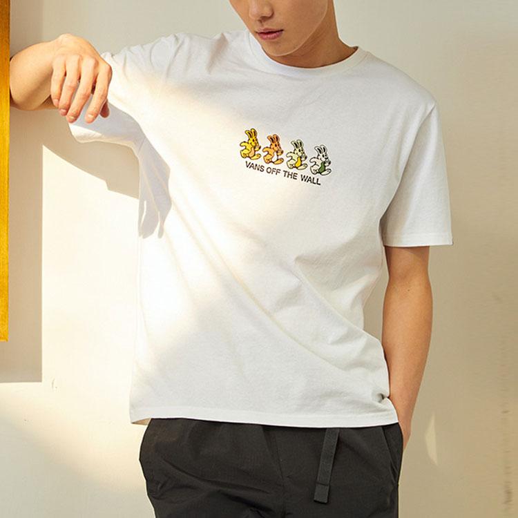 Vans T Shirts Unisex White Crew Neck Moderate Straight Fit (Unisex) T-Shirts VN0A7PYPWHT