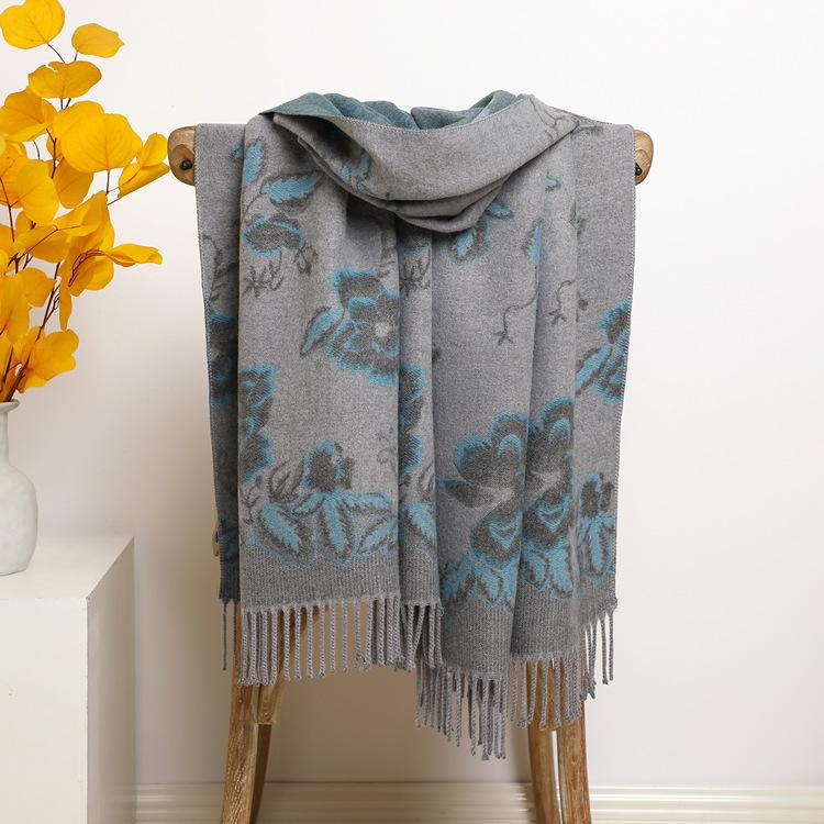 2024 Autumn And Winter New Thickened And Extended Cashmere Scarf Versatile Women'S Warm Neck Protection Scarf Double Sided Scarf Shawl