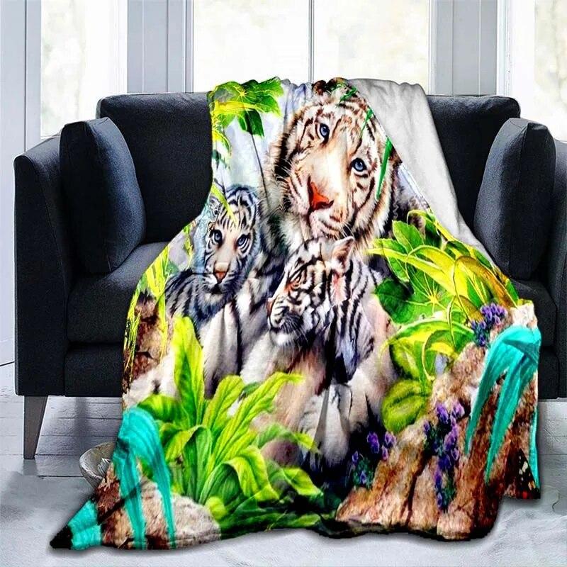 Фланелевое одеяло с рисунком тигра и животного, покрывало для дивана, мягкое теплое одеяло для взрослых, дорожное одеяло, охлаждающее одеяло