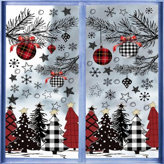 8 листов/комплект рождественских оконных наклеек из водонепроницаемого ПВХ с изображением елки и шара в виде снежинки