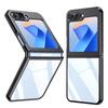 Luxury Black Bumper Transparent Shockproof Back Cover for Samsung Galaxy Z Flip 4 5 6 Metal Connector PC Folding Cover