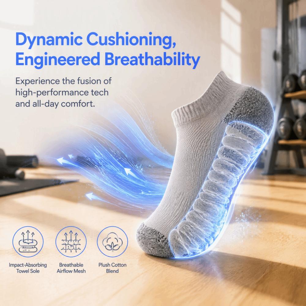 12pcs Cushioned Towel Sole Low Cut Sport Sock Breathable Running Sock Running Fitness Training