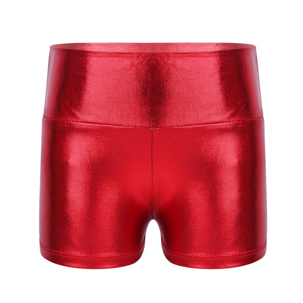 Kids Girls Metallic Shiny Gymnastic Dance Shorts Sports Bottoms Ballet Activewear Shorts