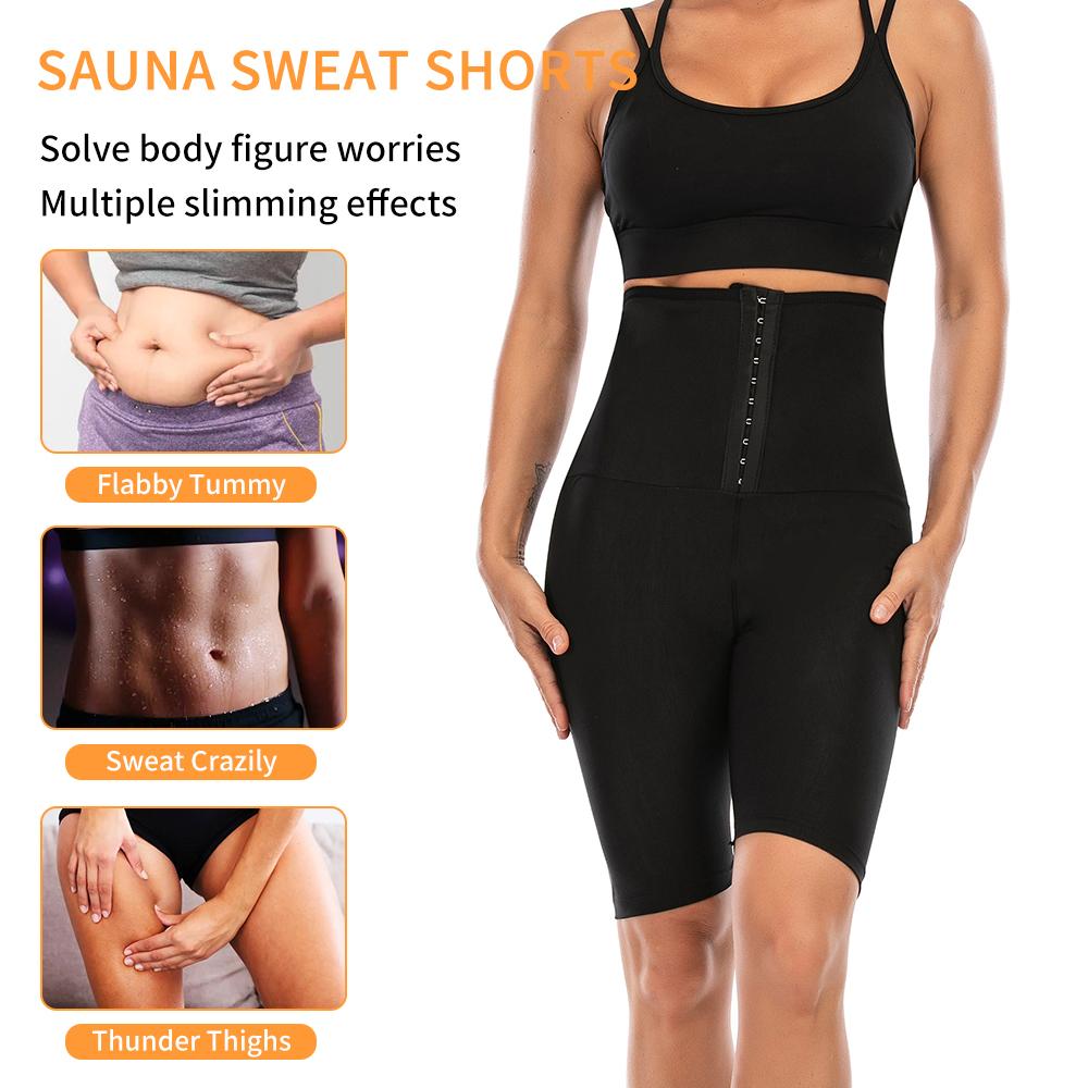 Sauna Shorts for Women Sweat Sauna Pants High Waisted Slimming Shorts Compression Thermo Capris Leggings Workout Body Shaper Thigh Slimmer Shapewear