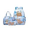 Capybara Cartoon Kids School Backpack Set With Pencil Case Lunch Bag - Large Capacity Breathable Waterproof Oxford Fabric