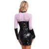 Women's Sexy Dress Patent Leather Long Sleeve Pencil Dress Club Party Bodycon Mini Dress