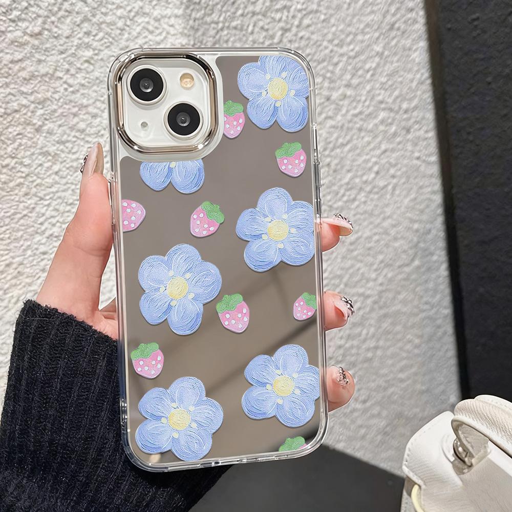 Printed Makeup Mirror Phone Case For IPhone 17 16 15 14 13 12 11 Pro Max 16E 17E Plus Bumper Shockproof Hard Coque Cover