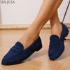 Large Size Retro Loafers Handmade Casual Women's Shoes Cowhide Suede One-pedal Women's Leather Shoes