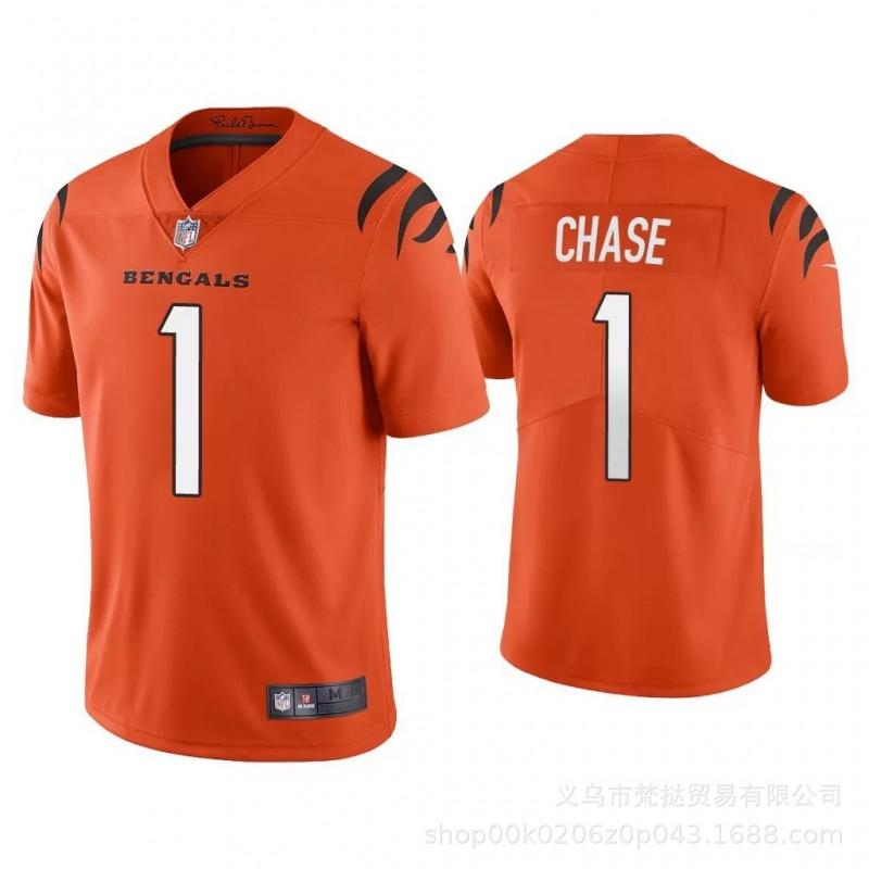 Cincinnati Bengals NFL Football Jersey Burrow 9 Chase 1 Embroidered Fan Wear Unisex V-Neck Cotton Sport Shirt