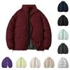 Mens Thickened Warm Stand Collar Coat Mens Fashion Solid Color Coat
