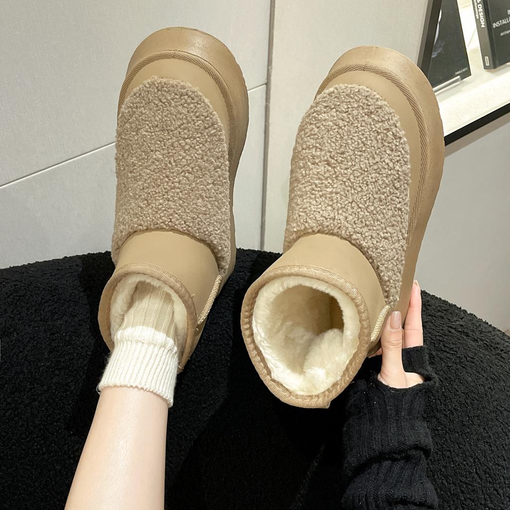 Shoes for Woman Ankle Women's Snow Boots Moon Elegant with Medium Heels Platform Chunky Black Booties Furry Demi-season Sale Hot