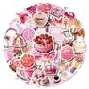 50 Girl Pink Graffiti Stickers Cute Pink Camera Lipstick Flowers Do Not Repeat Waterproof Decorative Stickers
