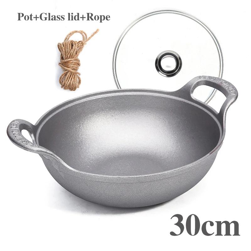 Чугунок старого образца Без покрытия Фритюрница Кастрюля для тушения Сковорода Сковорода с антипригарным покрытием С плоским дном Индукционная плита газовая универсальная Котел вок сковорода