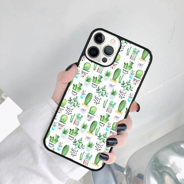 Чехол для телефона с узором кактуса Для iPhone 17 Air 15 Pro MAX 16 Plus 14 12 11 13 coque