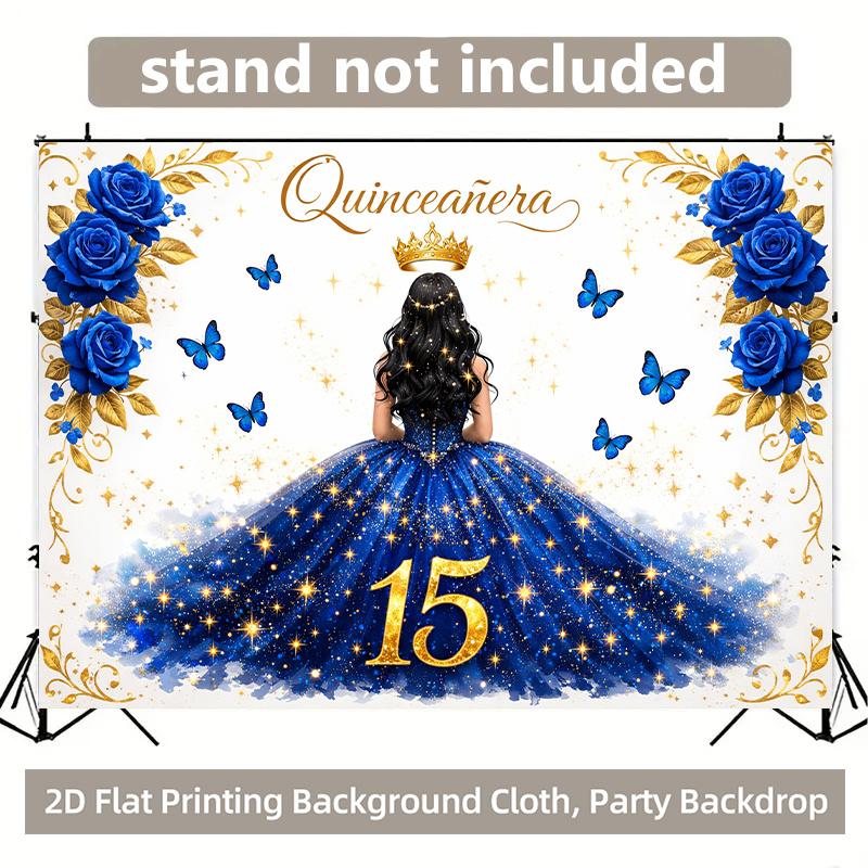 1 piece of 2D flat banner background fabric polyester for grand ball and 15th birthday party