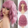 Женская мода светло-фиолетовый натуральный волнистый парик до плеч с челкой из синтетического волокна короткий волнистый парик косплей повседневная одежда