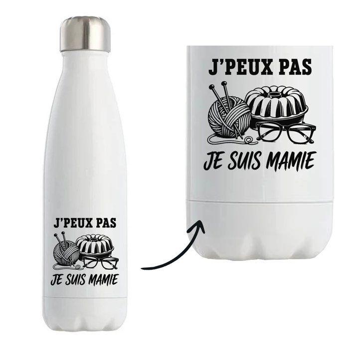 Gourde Isotherme J’peux pas je suis Mamie J'peux pas minimaliste | Bouteille Inox Double Paroi 500 ml Froid 24 h Chaud 12 h | Sport
