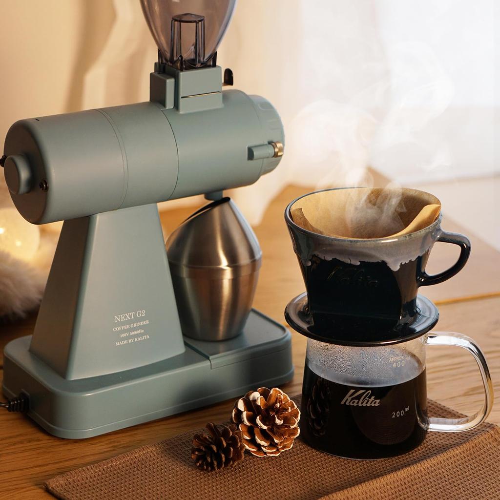 Кофемолка Kalita Kalita Электрический антистатический очиститель NEXTG2 Aqua Blue Кофемолка Сделано в Японии Тихая кофемолка Кофемолка для начинающих Интерьер небольшого кафе