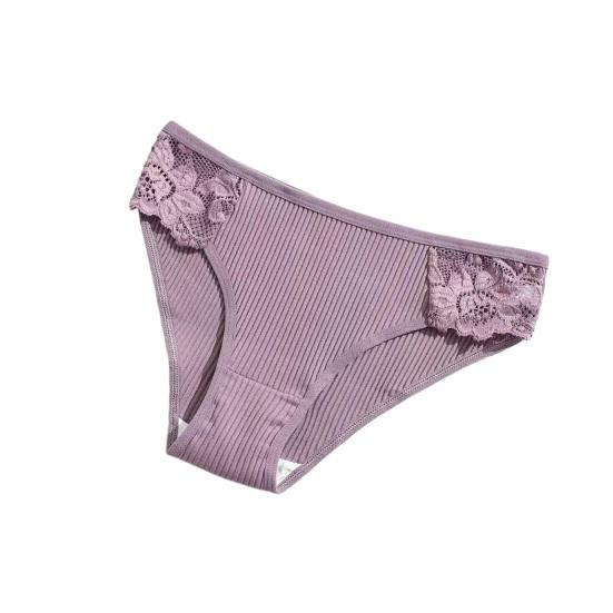 Хлопковое женское нижнее белье Цветочный кружевной Рифленый Низкая посадка Хипстеры Трусики Мягкие Дышащие Дерзкие