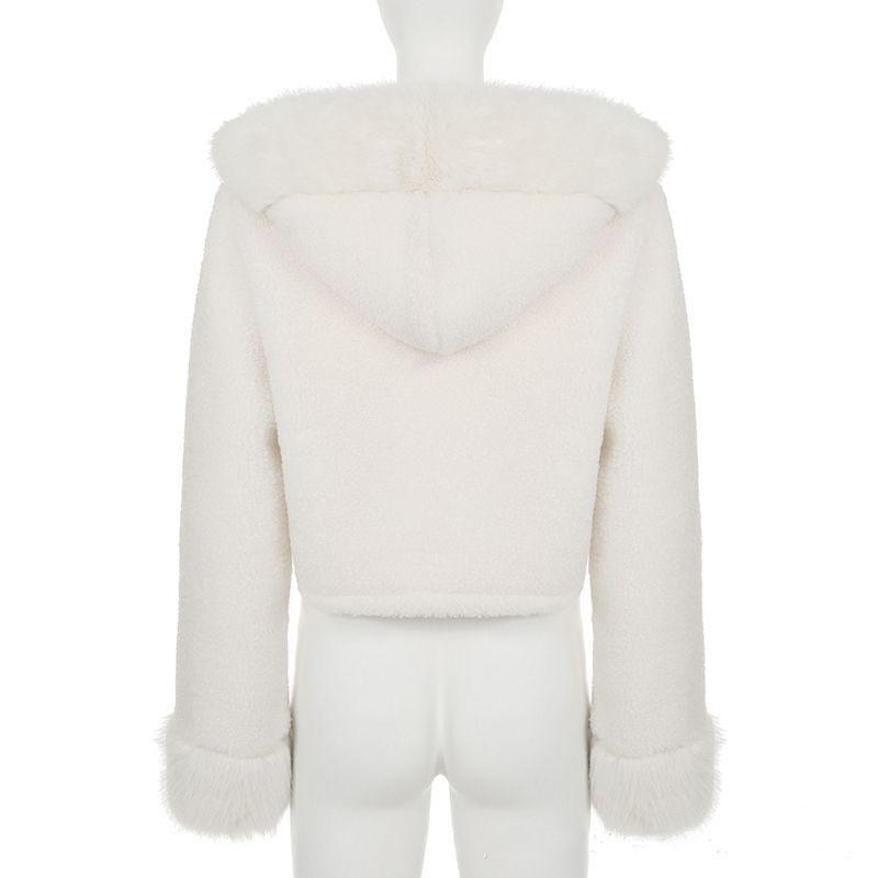 Thicken Warm Plush Jackets Female Winter Warm Short Fake Fur Coat for Women Casual Outwear Hooded Coat 2025