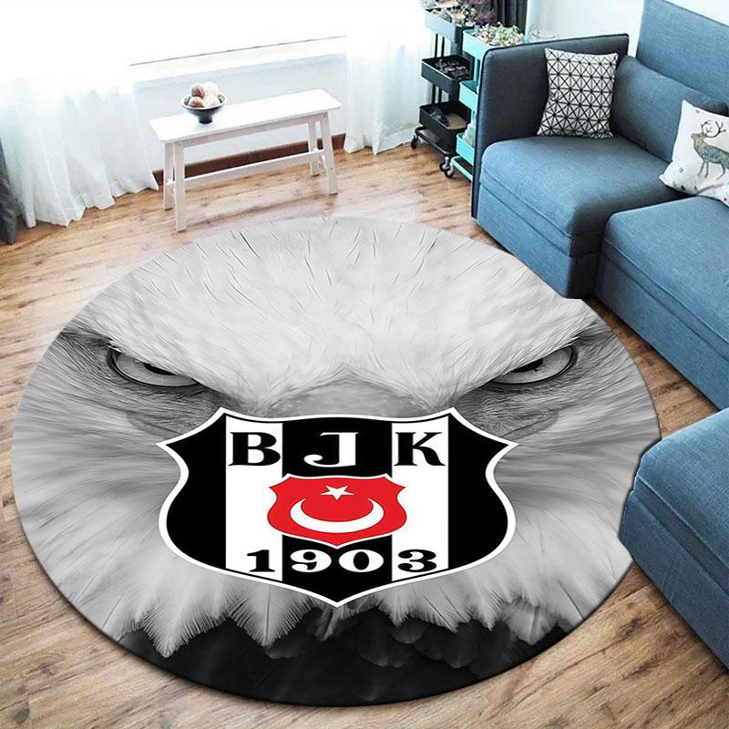 Besiktas Gymnastics Club Round Area Rug,Carpet Rug for Living Room Bedroom Sofa Playroom Decor,Non-slip Floor Mat