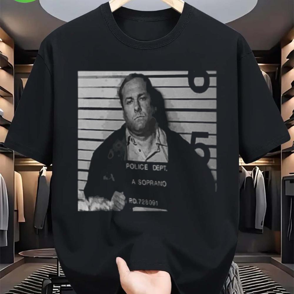 UnisexS WomenS Tony Soprano V1 1115 TShirt Official TV Show Graphic Tee with Mugshot Design Regular Fit Short Sleeve