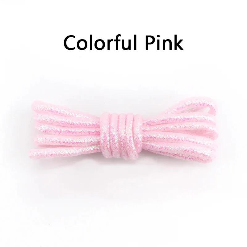 Fashion Color Flash Shoelaces Outdoor Sport Wear Resistant Circular Sports Shoelaces Metallic Luster Gold Silver Flat Shoe Laces