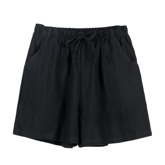 Высокая талия эластичный пояс карманы шнуровка женские шорты летние широкие штанины бег повседневные