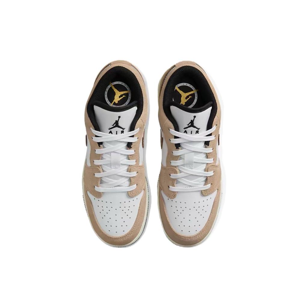 Air Jordan 1 Low SE GS Brown Elephant Kids Sneakers Hemp Metallic-Gold White DZ5368-201